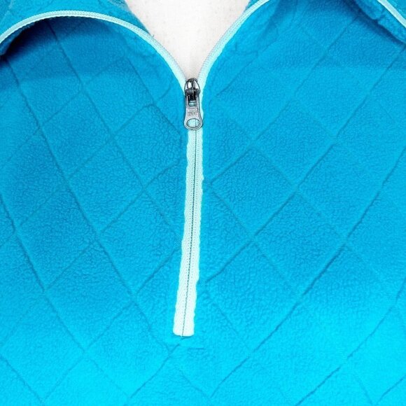 Columbia Women’s Size L Fleece 1/4 Zip Pullover Teal Quilted Lightweight - Picture 4 of 8